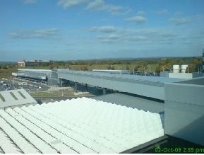 Long shot of Gatwick Airport Baggage Link Bridge