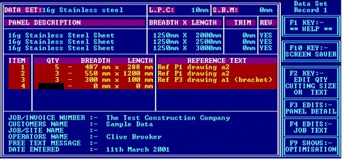Input screen